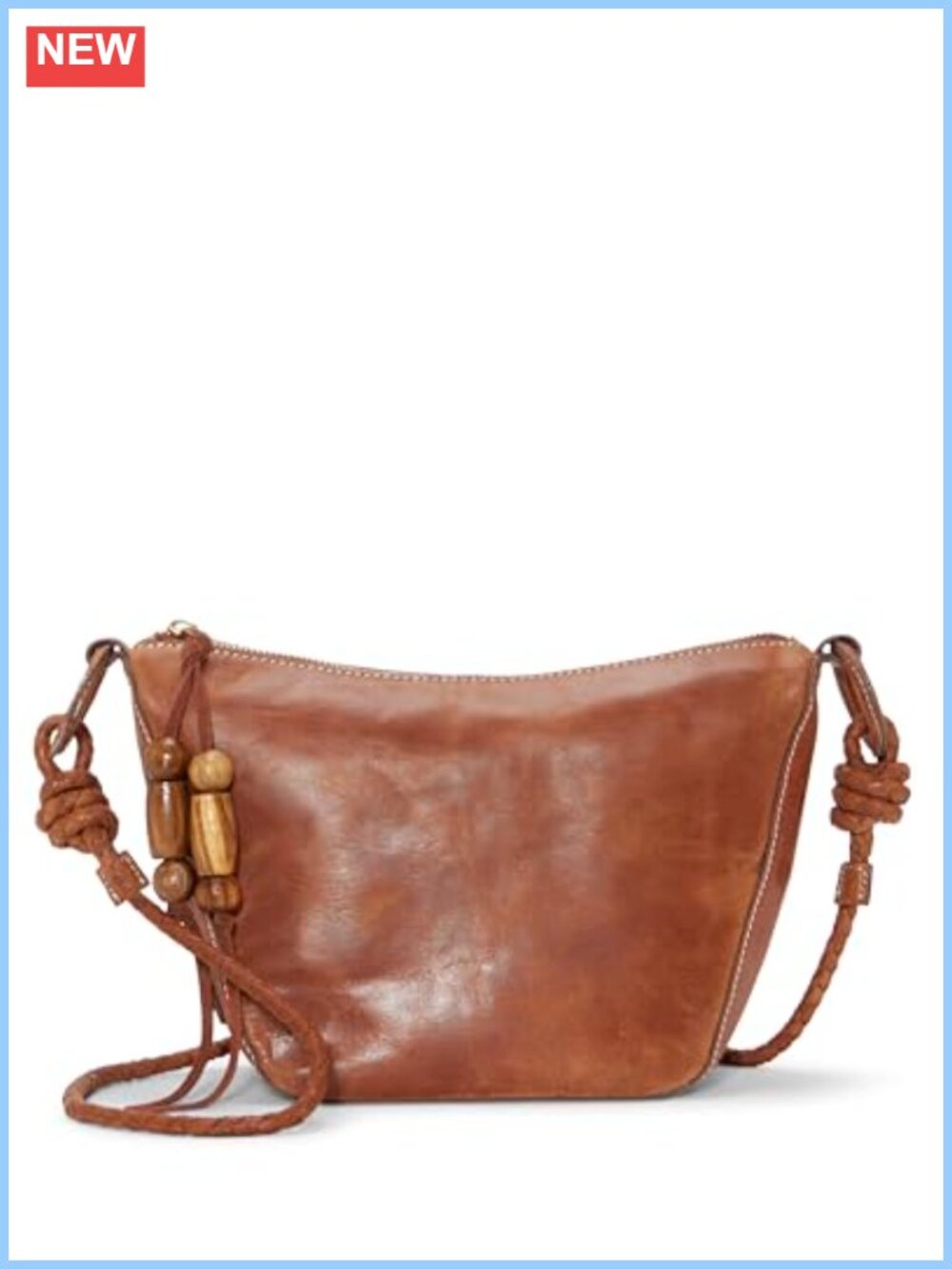 Lucky Brand Demi Leather Crossbody Bag with Wooden Beads